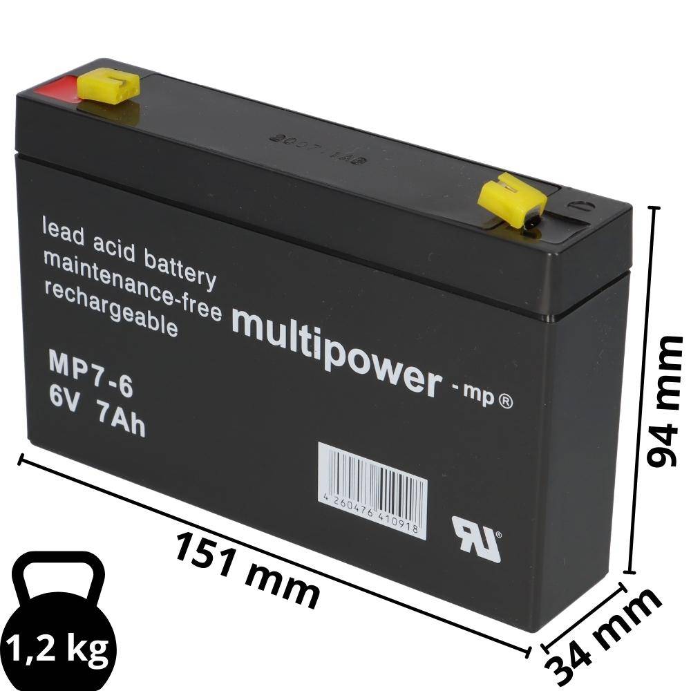 Multipower MP7-6 AGM Bleiakku 6V 7Ah – F4,8-1