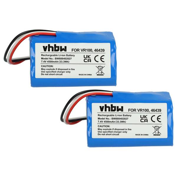 vhbw 2x Akku Ersatz für Vorwerk PN46439 | SCM61932, 46439 für Home Cleaner Heimroboter (4500mAh, 7,4V, Li-Ion)