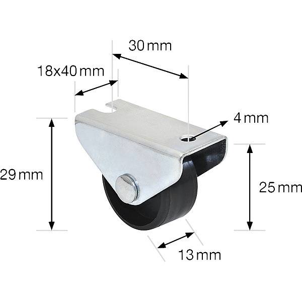Möbel-Bockrolle Radbreite 13 mm VE 20 Stk Ø 25 mm Tragfähigkeit 40 kg. Wagner System GmbH 74873549-1