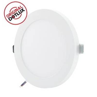 Runde LED-Deckenleuchte in Weiß mit seitlichen Halterungen und Markenschriftzug 'ORIGINAL DOTLUX'.
