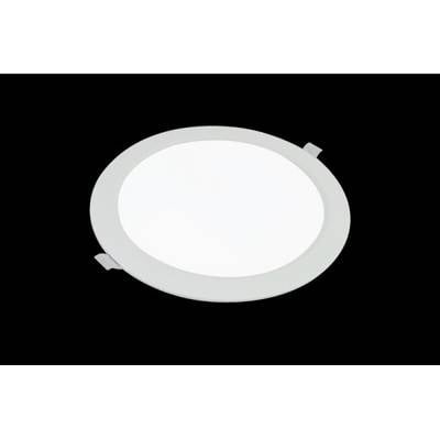 Rundes LED-Panellicht, weißer Rahmen, schwarze Hintergrundfläche.