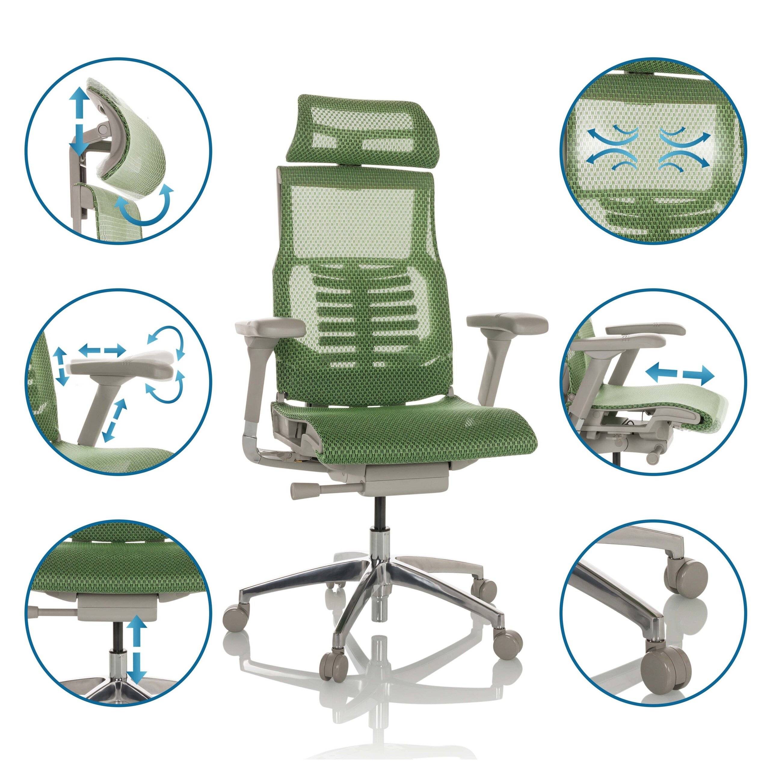 Bürostuhl Chefsessel POFIT G GEN2 Netzstoff grün hjh OFFICE-2