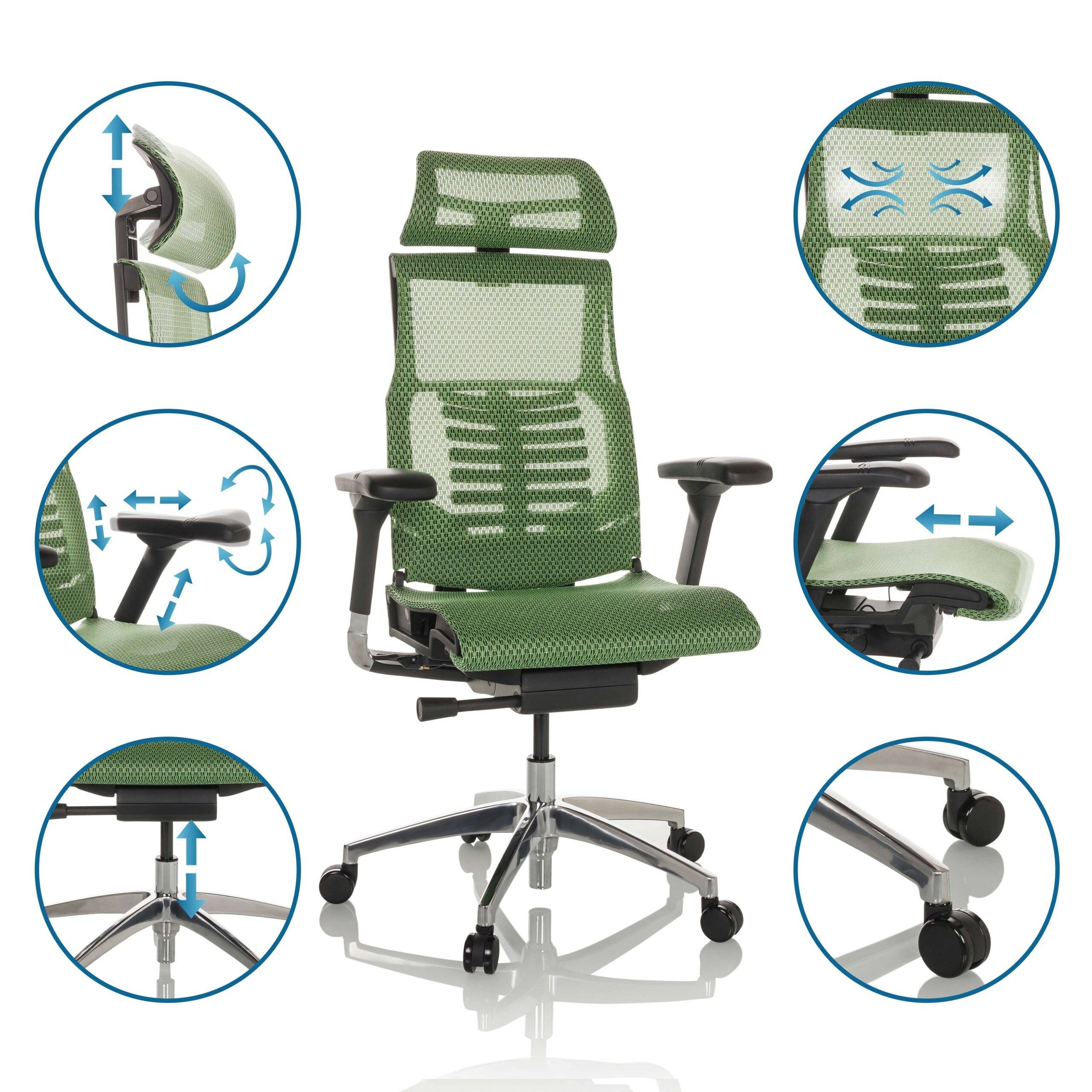 Bürostuhl Chefsessel POFIT GEN2 Netzstoff grün hjh OFFICE-3