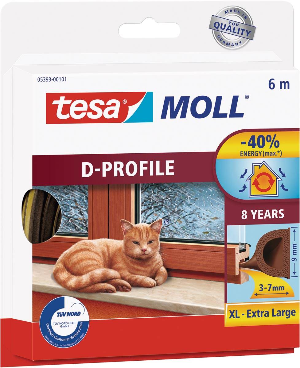 Tesa D-Profil 05393-00101-01 Dichtband moll Braun L x B 6 m 9 mm 6-0
