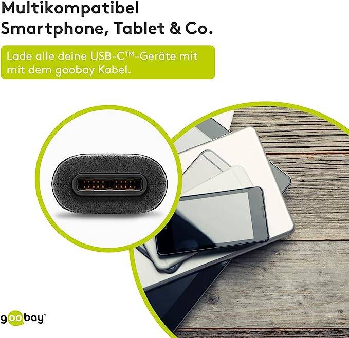 Goobay 67999 USB C auf USB A 3.1 Gen. 1 Ladekabel 15W Handy Kabel Adapterkabel 5 Gbit/s Schnellladekabel Schwarz 0,5 m-4