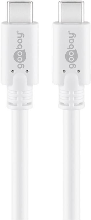 Goobay 67193 USB C auf USB C 3.2 Gen. 1 Ladekabel 60W Handy Kabel Handyladekabel 5 Gbit/s Schnellladekabel Weiß 0,5m
