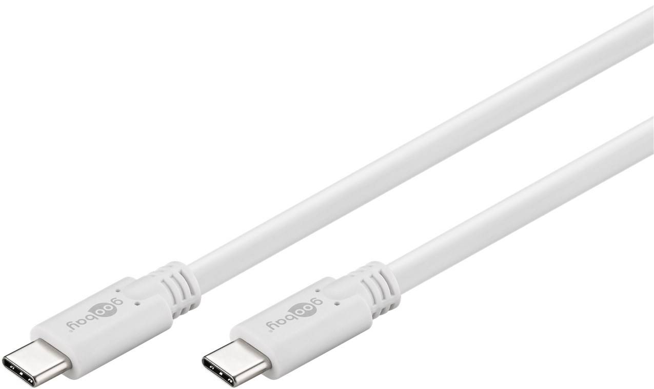 Goobay 67193 USB C auf USB C 3.2 Gen. 1 Ladekabel 60W Handy Kabel Handyladekabel 5 Gbit/s Schnellladekabel Weiß 0,5m-1