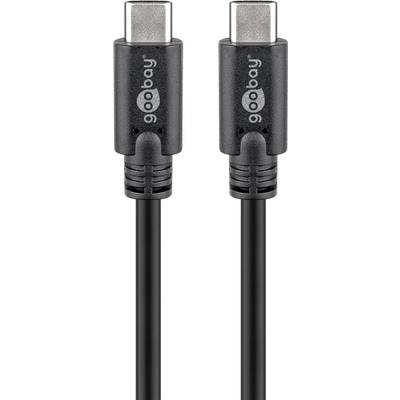 Goobay 67976 USB C auf USB C 3.2 Gen. 1 Ladekabel 60W Handy Kabel Handyladekabel 5 Gbit/s Schnellladekabel Schwarz 1m