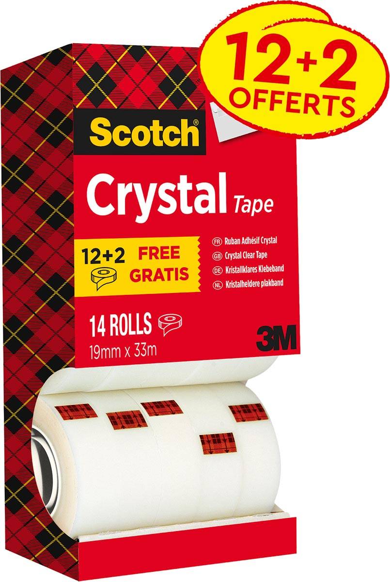 Scotch Klebefilm Crystal Clear 600, 19 mm x 33 m, 12+2-1