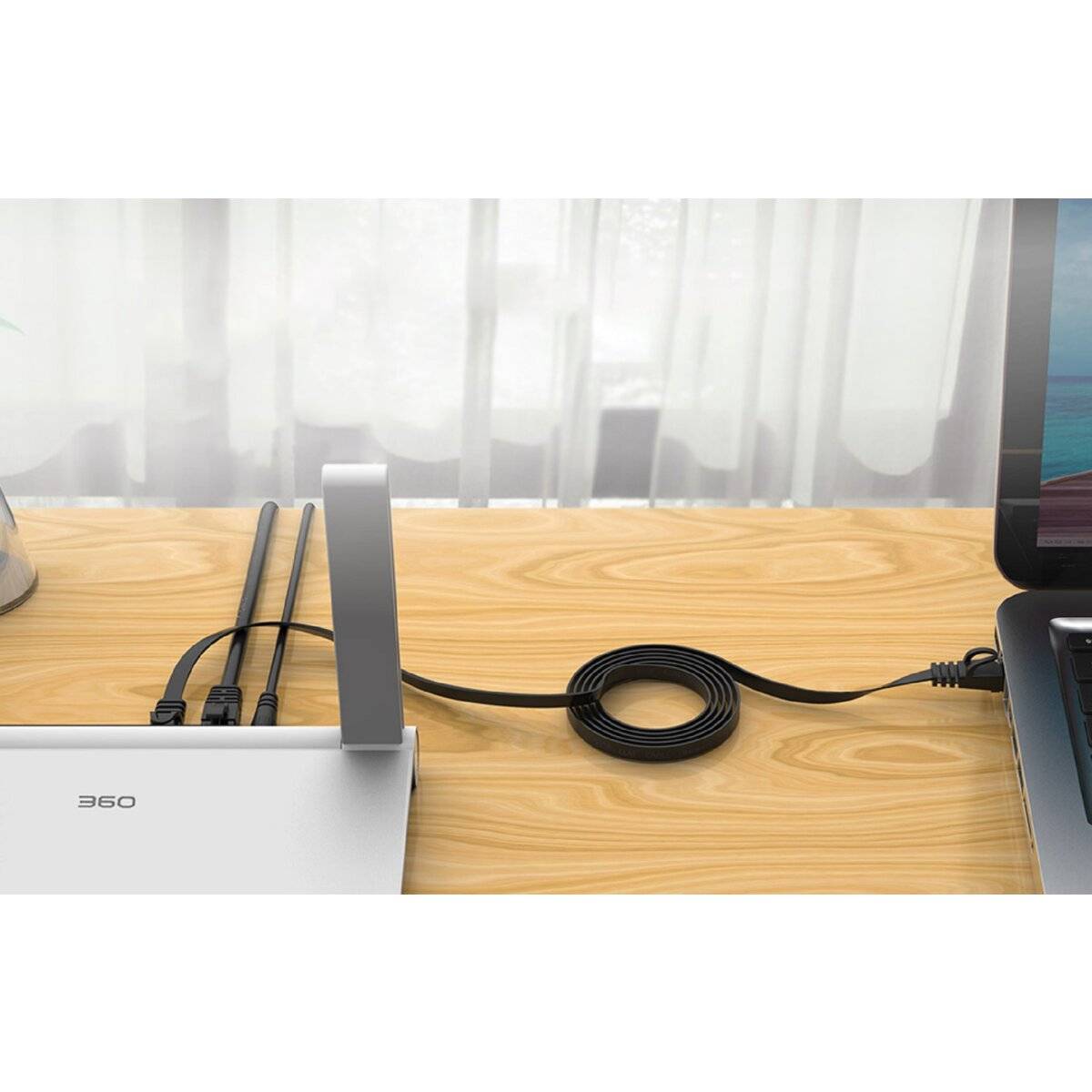 Orico PUG-C6B-10-BK-EP RJ45 Cat.6 Flaches Ethernet-Netzwerkkabel LAN-Kabel Internetkabel Patchkabel 1m Schwarz-4
