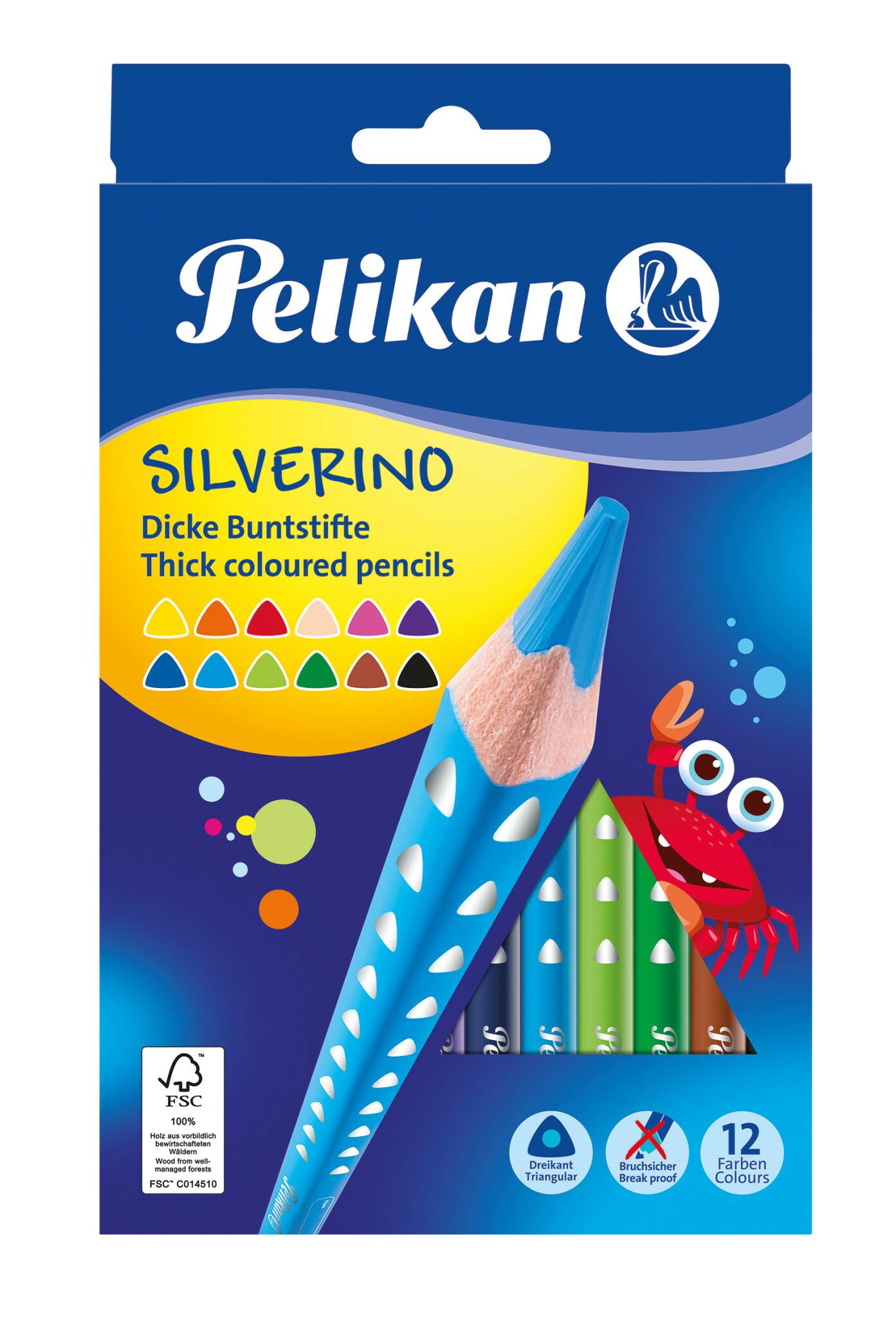 Pelikan 700627, Schwarz, Blau, Braun, Grün, Hellblau, Hellgrün, Orange, Pfirsich, Pink, Rot, Violett, Gelb, 12 Stück(e)-0