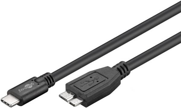 Goobay 67995 USB C auf USB Micro B Kabel / Micro Typ B Festplattenkabel 5 Gbits / externe Festplatten / Schwarz / 0,6m