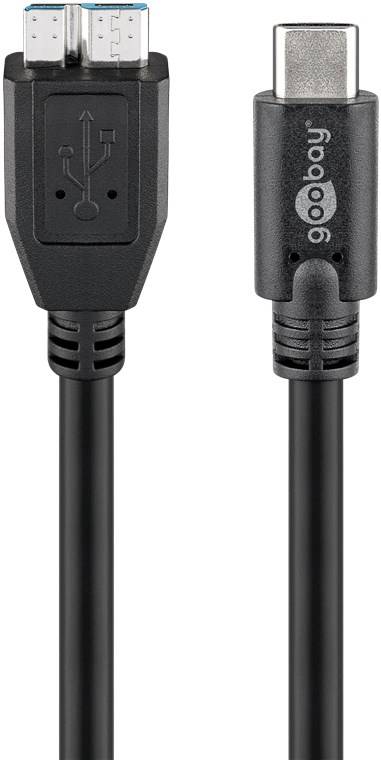 Goobay 67995 USB C auf USB Micro B Kabel / Micro Typ B Festplattenkabel 5 Gbits / externe Festplatten / Schwarz / 0,6m-1