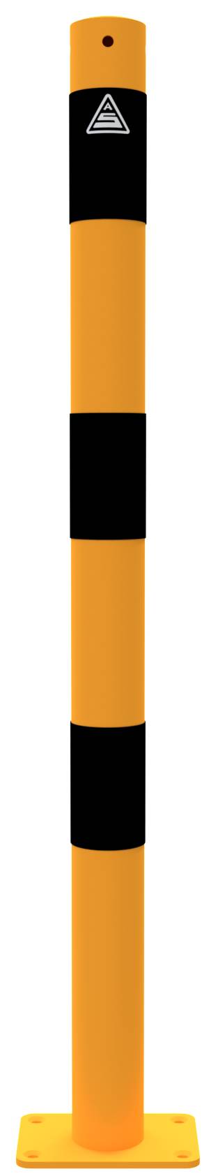 Schake 460PBG Absperrpfosten Stahlrohr Ø 60 x 2,5 mm gelb / schwarz ortsfest, für Dübelbefestigungmit Bodenplatte 10-0