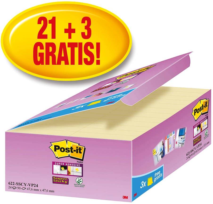 Post-it Haftnotizen Super Sticky Notes, 48 x 48 mm, gelb (9006061)-1