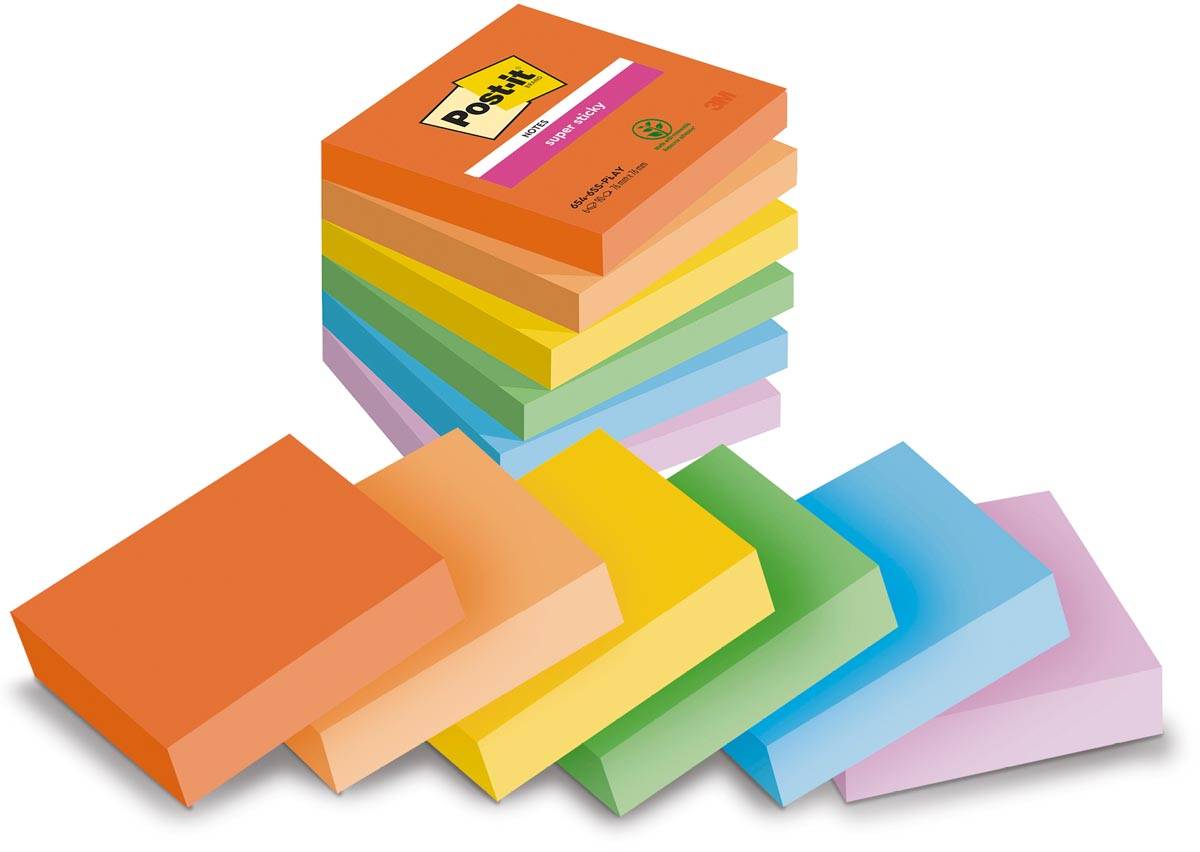 Post-it Haftnotiz 654-6SS-PLAY 76x76mm 90Blatt 6St.-1