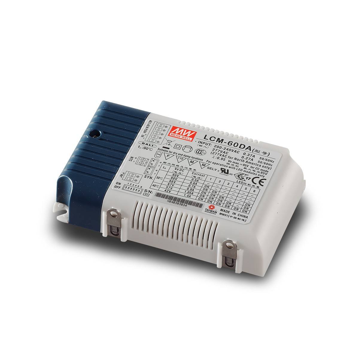 Mean Well LCM 25/40/60 Plastic Case Singl SNT 60W 0,5A-1,4A CC DALI-0