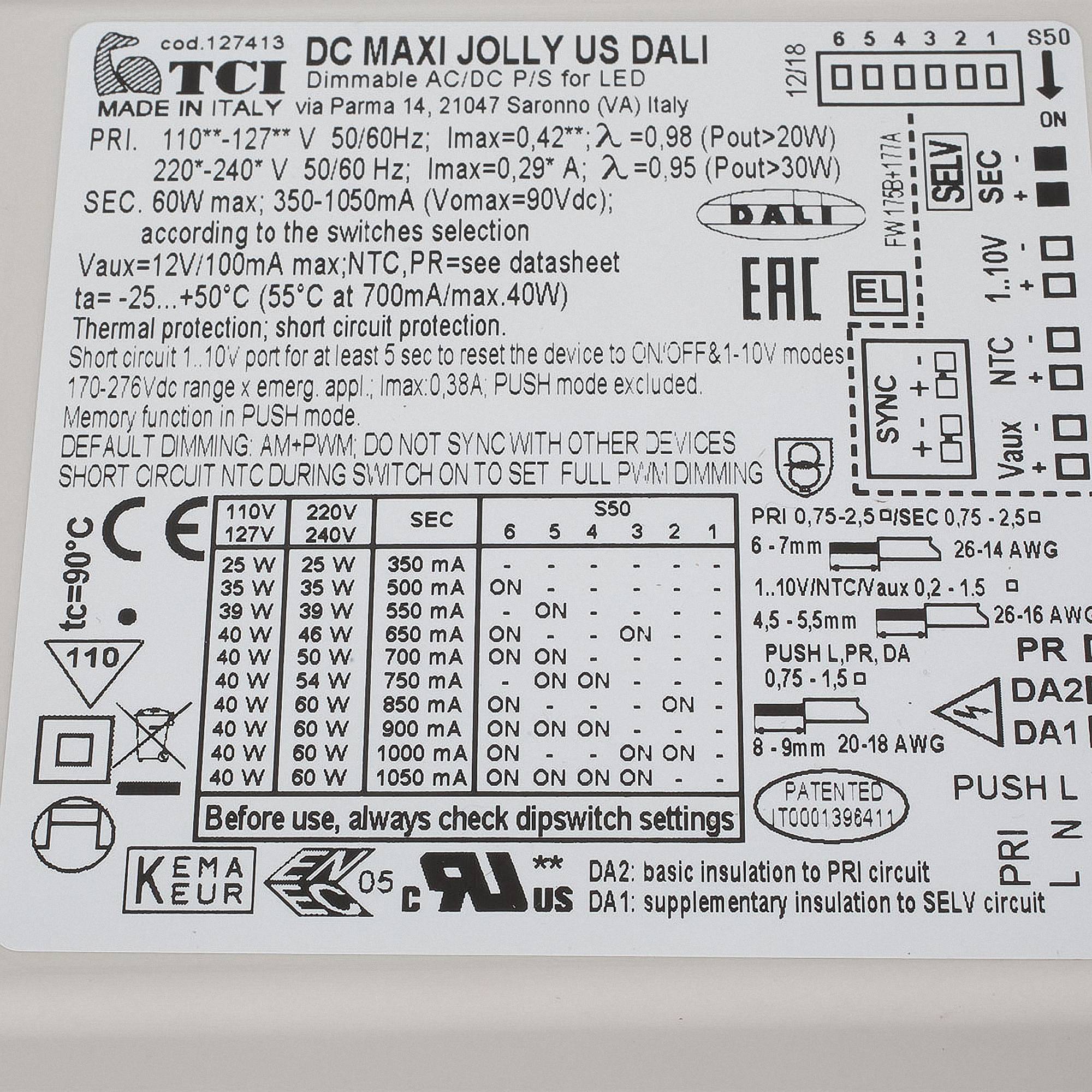 TCI DC Maxi Jolly US DALI 0 - 60W 127413-1