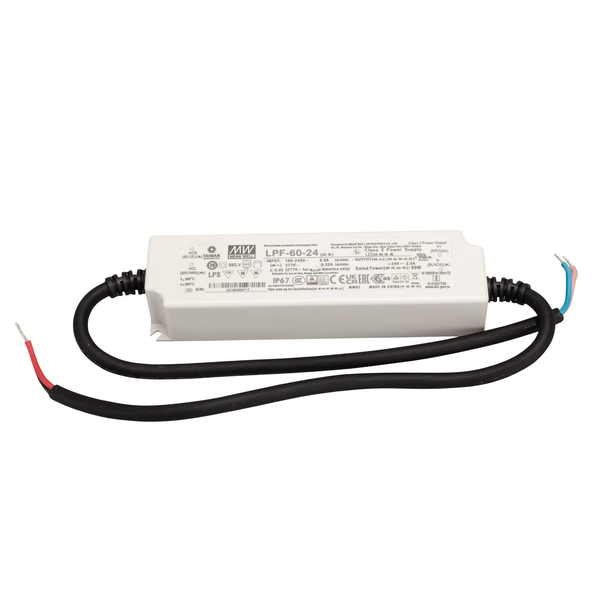 Mean Well LPF-60(D) IP67 SNT IP67 60W 24V/2,5A CV+CC-0