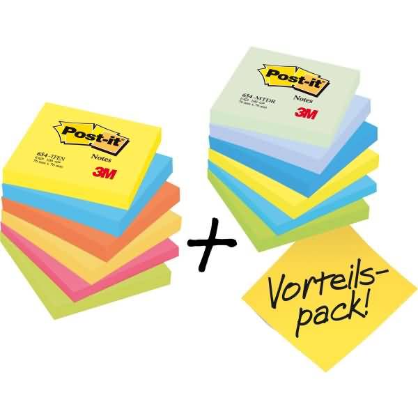 Haftnotiz Notes Energetic Collection 76x76mm 100 Blatt sortiert VE=12 Blöcke