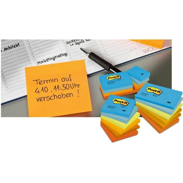 Haftnotiz Notes Energetic Collection 76x76mm 100 Blatt sortiert VE=12 Blöcke-1