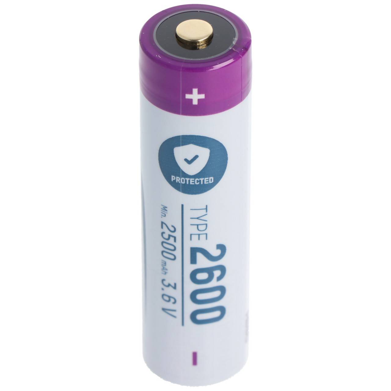 18650 Lithium-Ionen Akku 3,6 Volt 2600mAh, 9.36Wh, 69,8x18mm, geschützter Akku, Sicherheitsbeschaltung-1