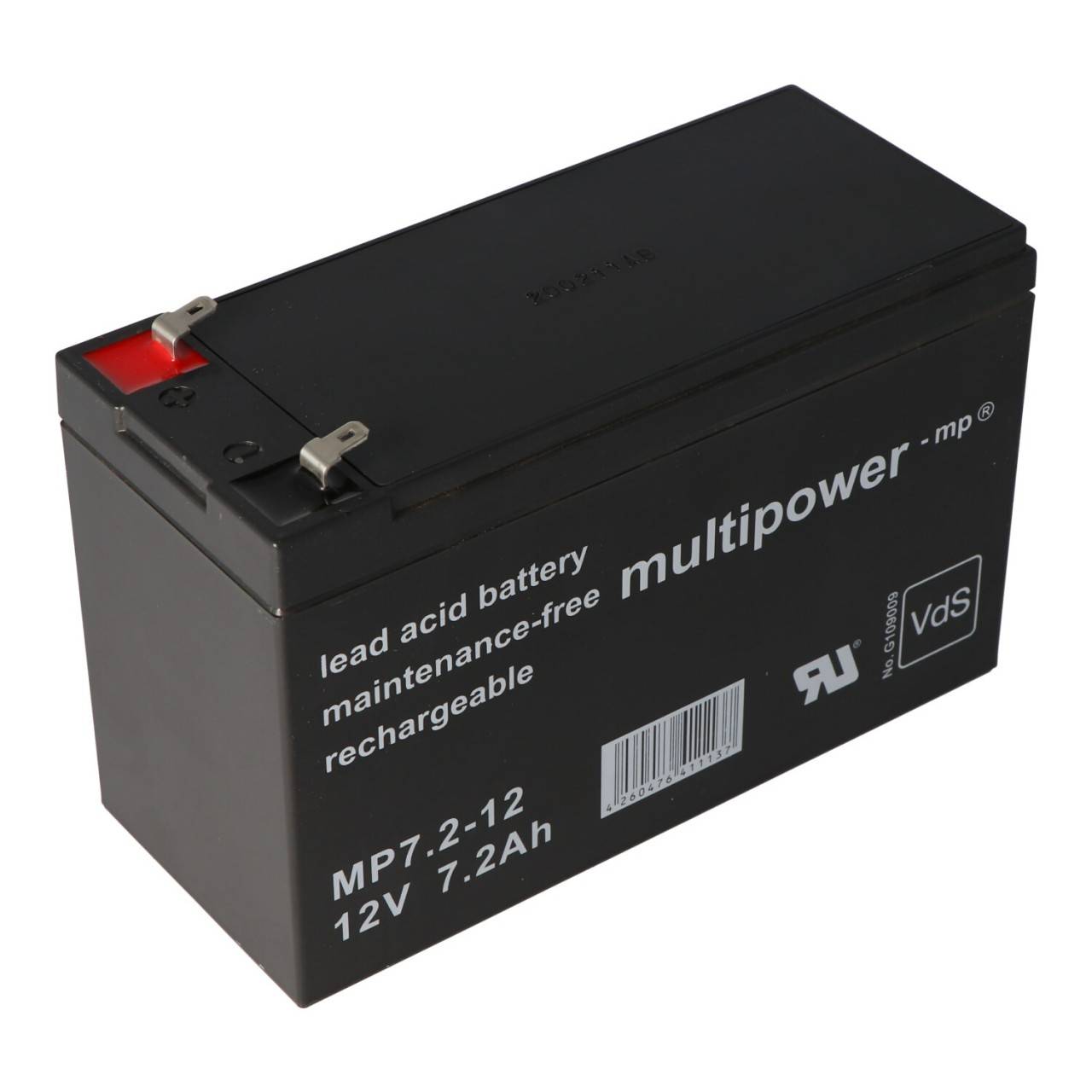 Multipower MP7.2-12 PB Akku 12 Volt 7,2Ah 4,8mm Steckkontakte, mit VDS Zulassung-1