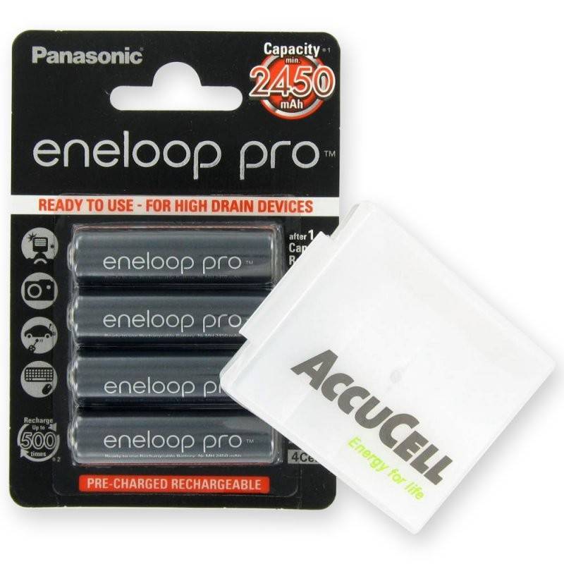 Panasonic eneloop Pro BK-3HCCE/4BE Mignon AA 1,2V NiMH Akku und ACBOXAA-0