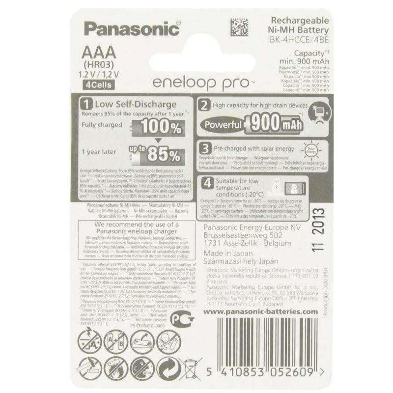 Panasonic eneloop Pro BK-3HCCE/4BE Mignon AA 1,2V NiMH Akku und ACBOXAA-3