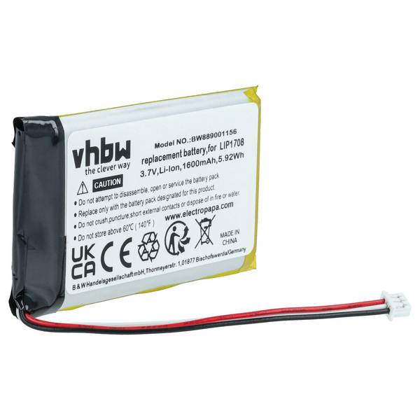 vhbw Akku kompatibel mit Sony Playstation 5 DualSense CFI-ZCT1W | DualSense, CFI-1015A Spielekonsole (1600 mAh, 3,7 V