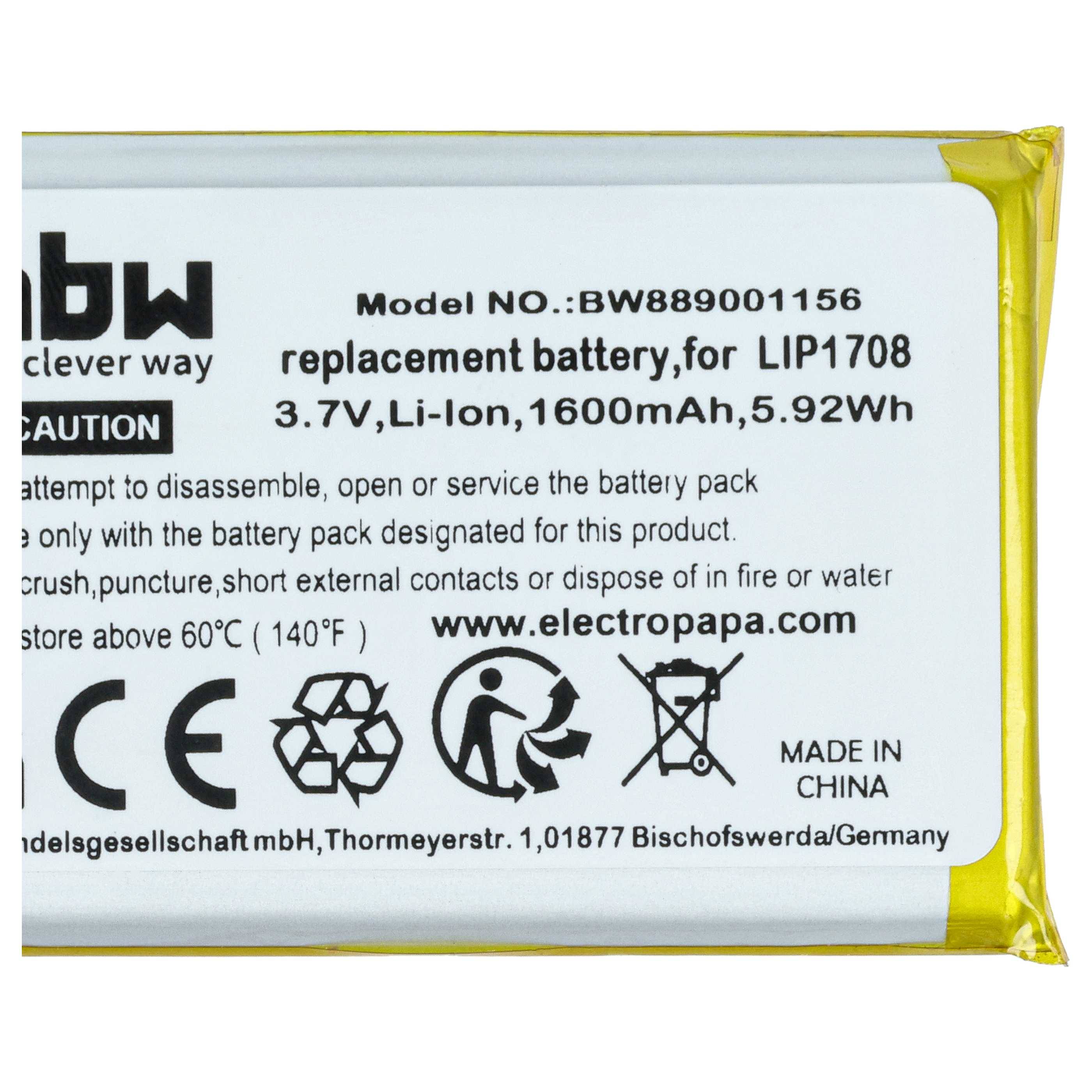 vhbw Akku kompatibel mit Sony Playstation 5 DualSense CFI-ZCT1W | DualSense, CFI-1015A Spielekonsole (1600 mAh, 3,7 V-3