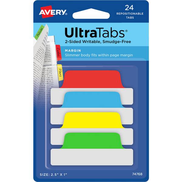 AVERY ZWECKFORM - Avery Ultra Tabs, Leerer Registerindex, Blau, Grün, Rot, Gelb