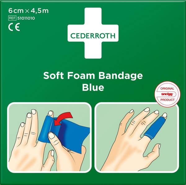 CEDERROTH Schaumbandage blau, 6cm x 4,5m CEDERROTH
