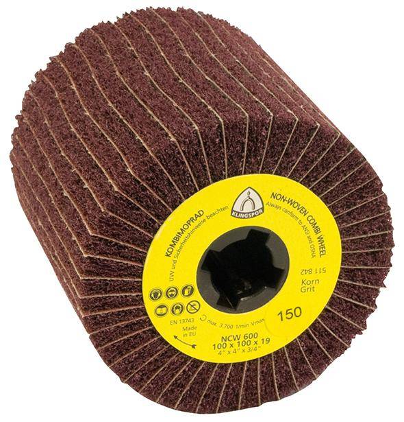Schleifmoprad mit Vlies NCW600 K100 100x100x19mm Klingspor - Artikel: 4014855089567-0
