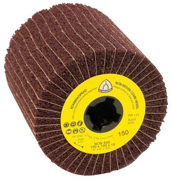 Schleifmoprad mit Vlies NCW600 K80 100x100x19mm Klingspor - Artikel: 4014855089550