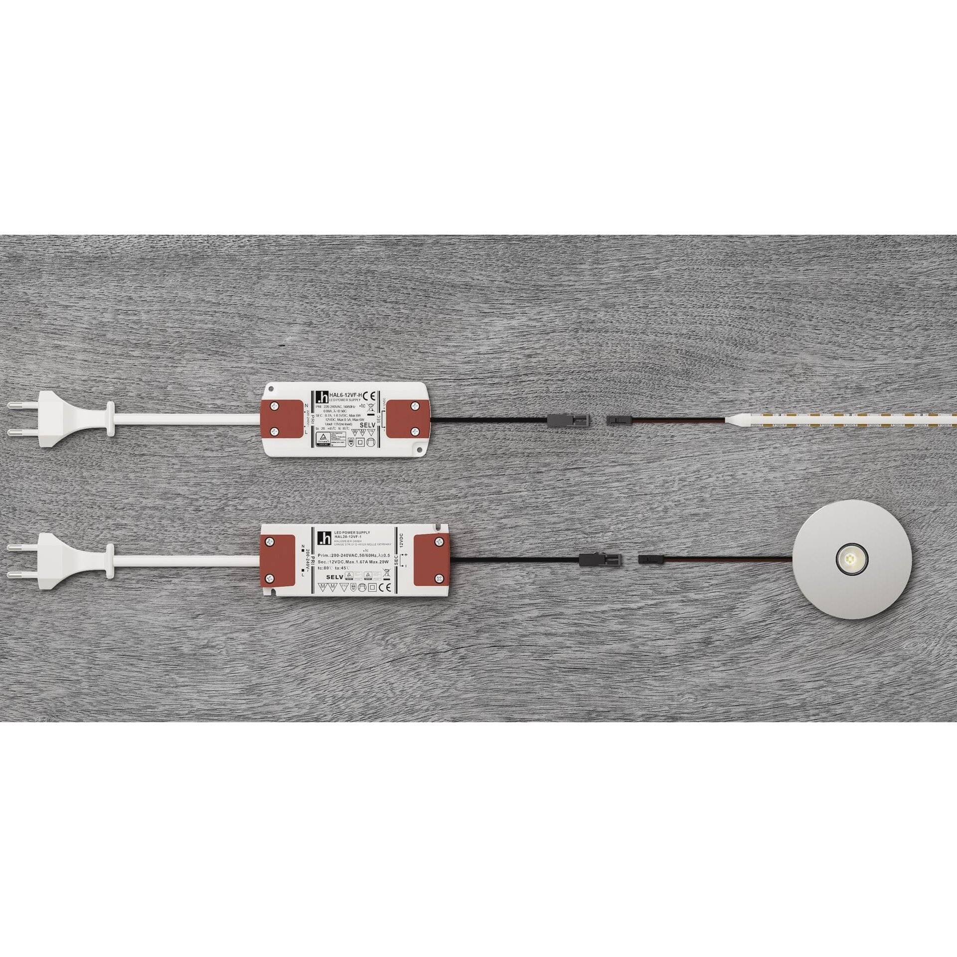 Halemeier LED EVG 12VDC 0-6W 200-240V 50Hz 2m EFS 0,2m M1x1-2