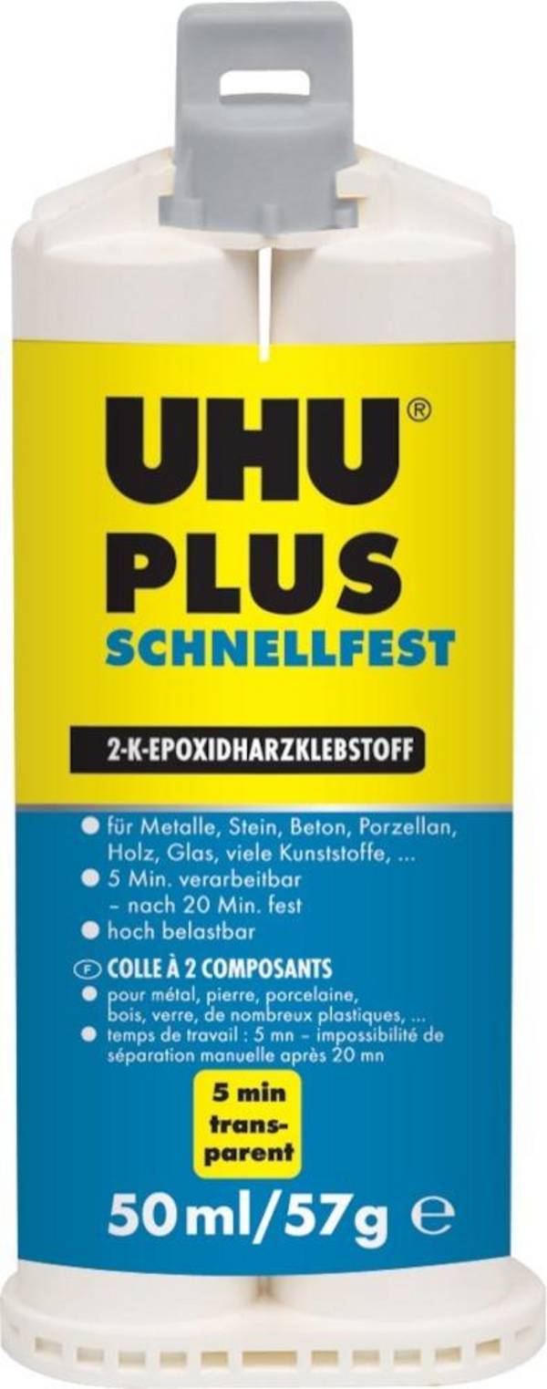 2K-Epoxidharzklebstoff PLUS SCHNELLFEST 57g farblos Doppelkart.UHU
