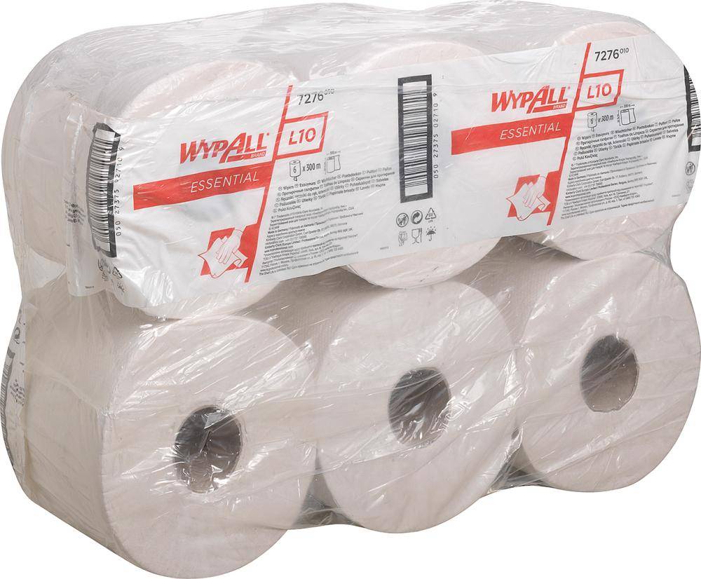 WYPALL Wischtuchrolle L10 19,5cm 300m Zentralentnahme weiß Verpackungseinheit: 6 Rollen-0