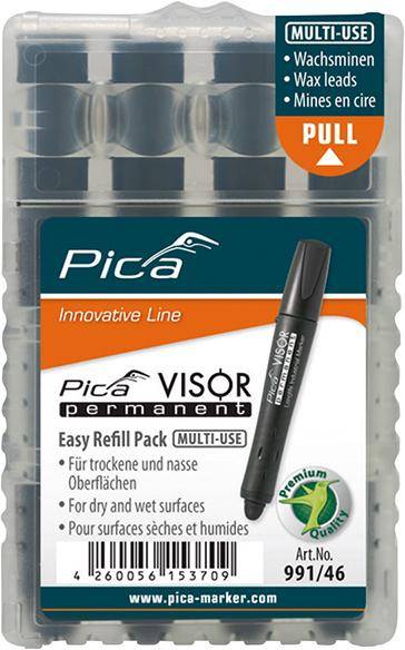 Minen-Set für Permanentmarker VISOR Industrial schwarz Pica-0