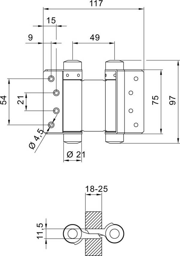 Pendeltürbänder Nr.39 Stahl vernickelt 175mm - Artikel: 4016753140340