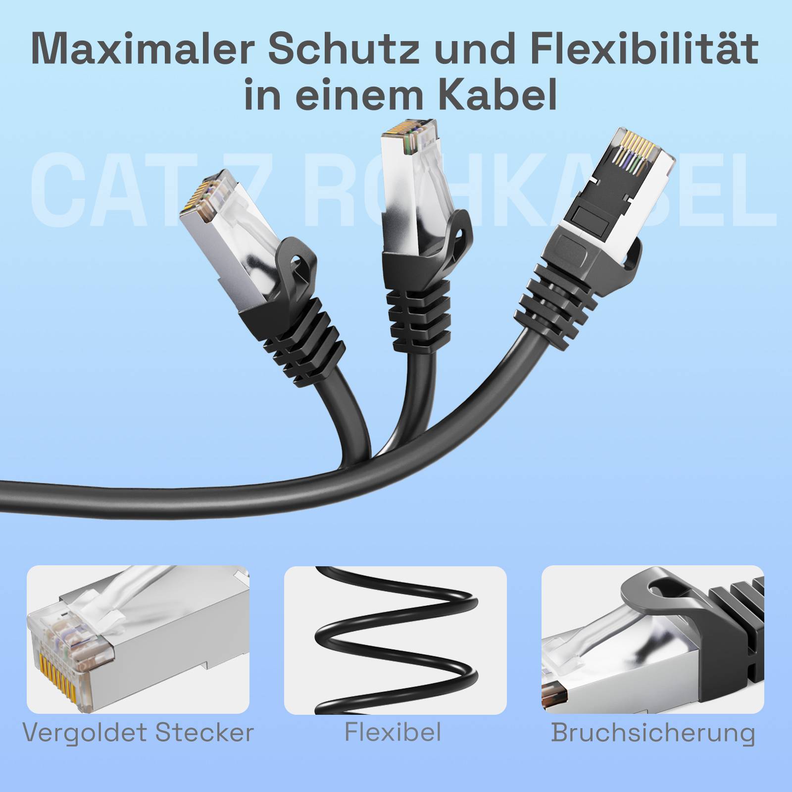 hb-digital LAN Kabel CAT7 Rohkabel RJ45 S/FTP PiMF Netzwerkkabel 3m schwarz-3