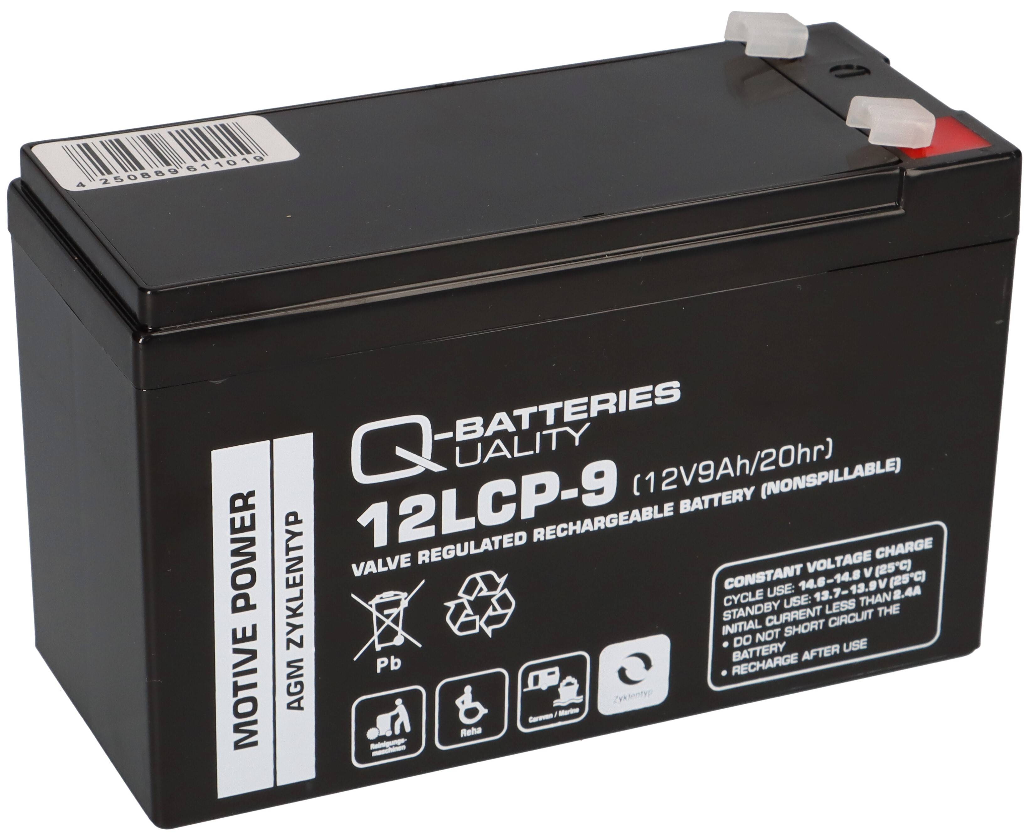 Q-Batteries 12LCP-9 12 V 9 Ah AGM Deep-Cycle-Akku-0