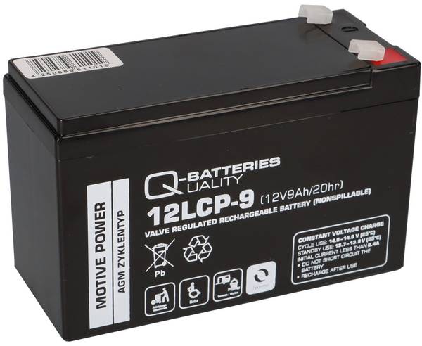 Q-Batteries 12LCP-9 12 V 9 Ah AGM Deep-Cycle-Akku