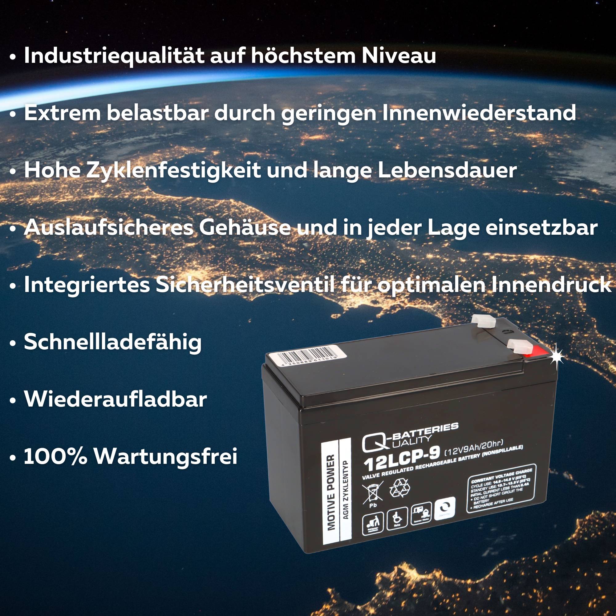 Q-Batteries 12LCP-9 12 V 9 Ah AGM Deep-Cycle-Akku-2