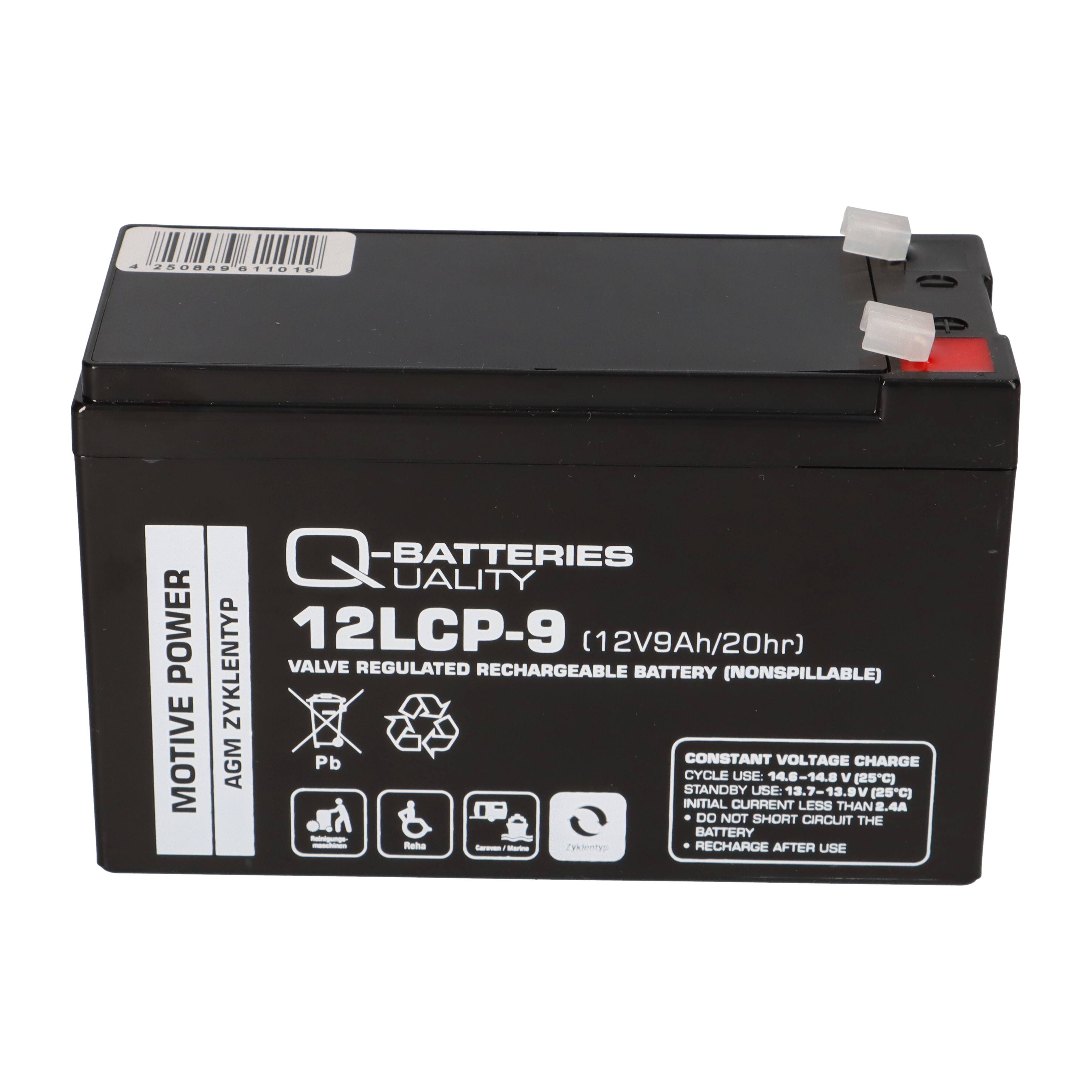 Q-Batteries 12LCP-9 12 V 9 Ah AGM Deep-Cycle-Akku-3