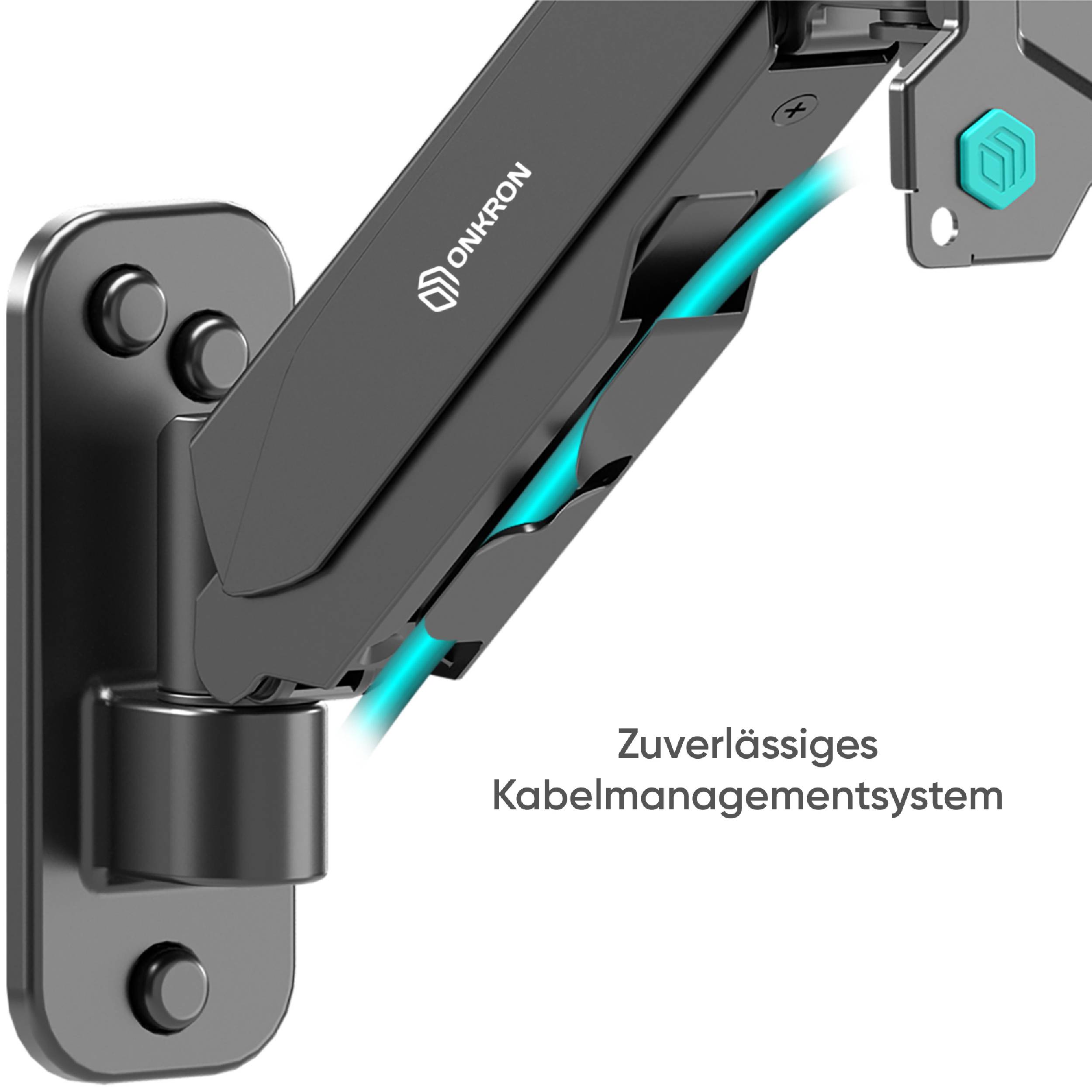 ONKRON Monitorhalterung 13"-34", 8 kg max, VESA 75x75-100x100, Schwenkbar, Neigbar, G120-B Schwarz-4