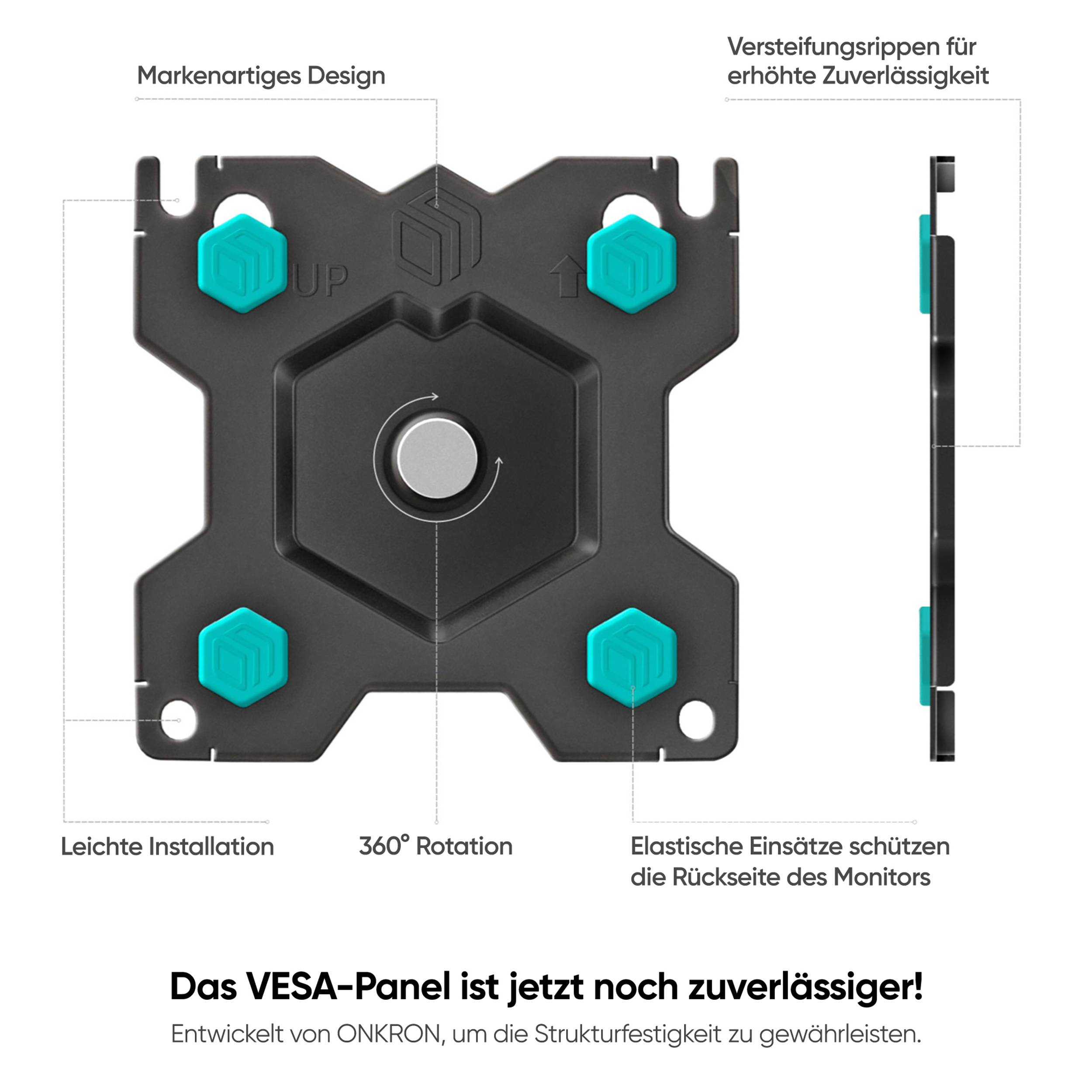 ONKRON PC Monitor Halterung für 13-34 Zoll bis 8 kg, VESA 75x75 & 100x100, schwenkbar, neigbar, drehbar, Schwarz G70-B-5