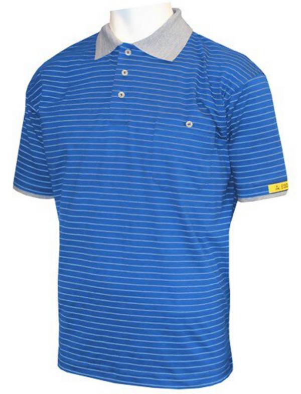 ESD-Poloshirt CONDUCTEX Damen, kurzarm, blau/grau, Brusttasche, S