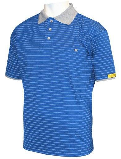 ESD-Poloshirt CONDUCTEX Damen, kurzarm, blau/grau, Brusttasche, S-0