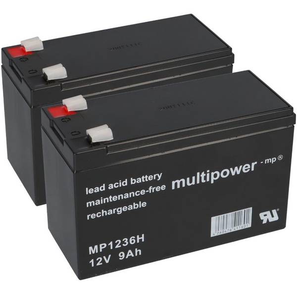 2x Multipower MP1236H 12V 9Ah AGM – passend für DELL DLA750I USV